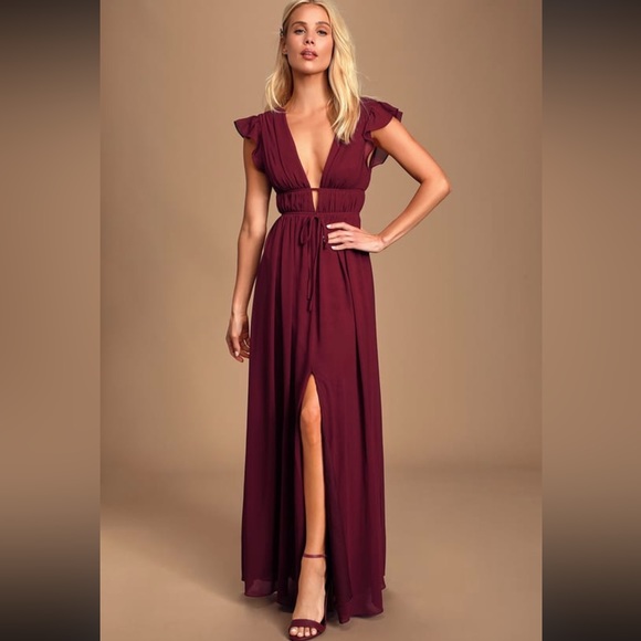 LULUS Ruffled Maxi Dress - Picture 1 of 2